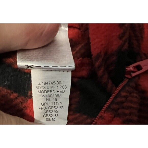 Gap Kids Unisex Red & Black Buffalo Plaid Fleece Sleeper Pajama 1-Piece Size 6 - Picture 6 of 6